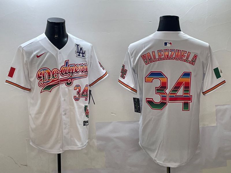 Men Los Angeles Dodgers #34 Valenzuela White Fashion Game 2025 Nike MLB Jersey style 3122